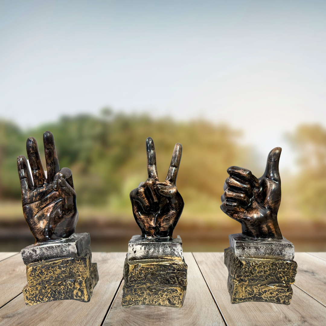 Manifested Decor Thumbs Up Sign & Buddha Palm Showpiece - Spiritual & Modern Home Decor, Motivational Hand Gesture Statue, Meditation & Positive Energy Sculpture for Living Room, Office, or Gifts