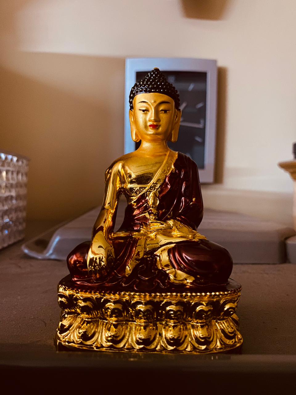 Manifested Decor Sitting Buddha Statue Resin Gautam Buddha Showpiece Idol Home Decor Items for Living Room, Gifts for HomeDecor