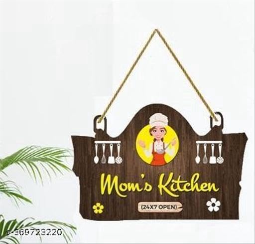 Mom's Kitchen 24x7 | Wooden Wall Hanging Decor | 11.05x7 Inches | Perfect Rustic Decor for Every Kitchen | Wall Hanging for Mothers | Mother`s Day Gifts | Wall Hanging | Wall Hanging for Home Décor