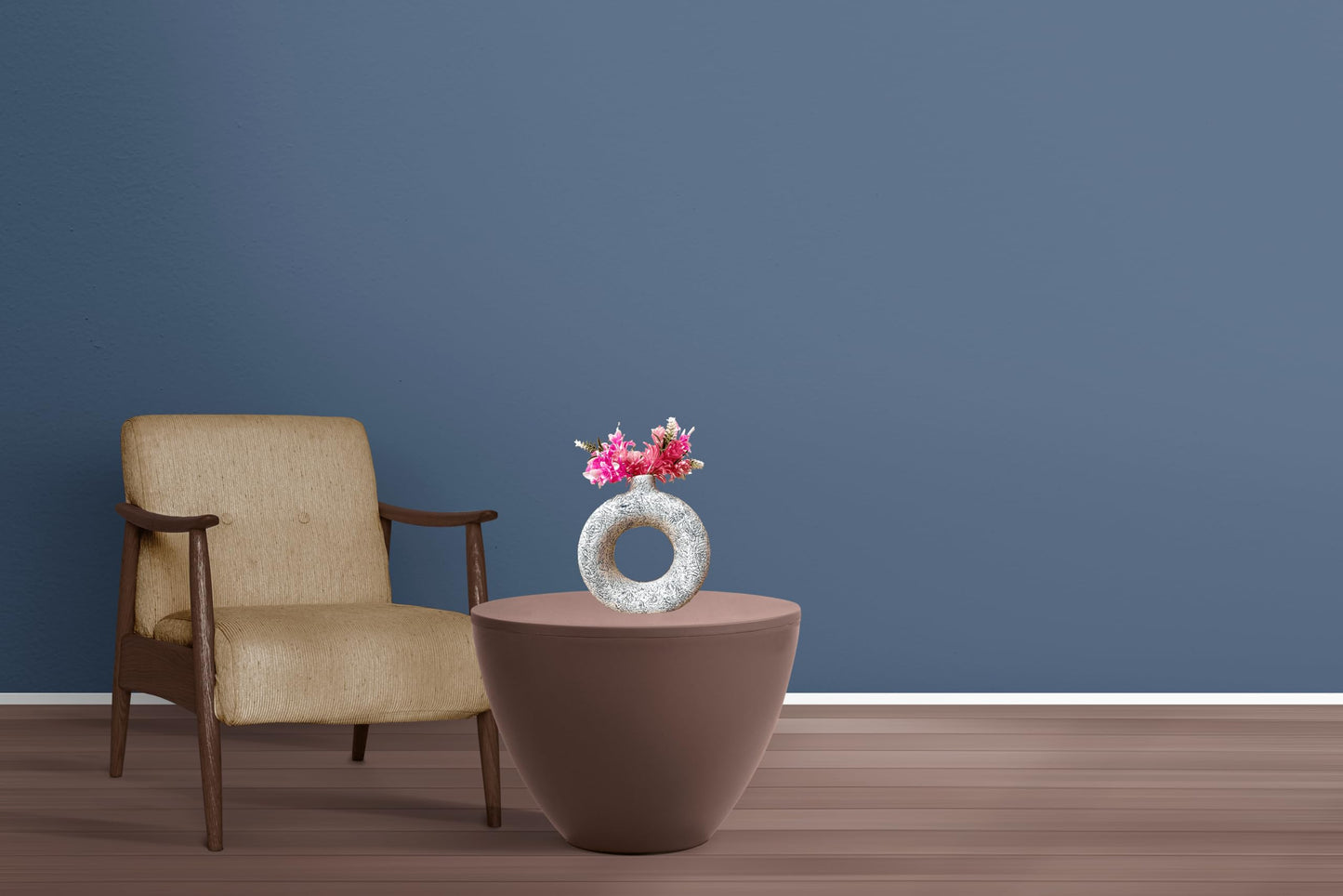 Manifested Decor - Large Ceramic White Donut Vase for Home Decor, Elegant Style, Perfect for Living Room, Bedroom, Office & Wedding Decoration