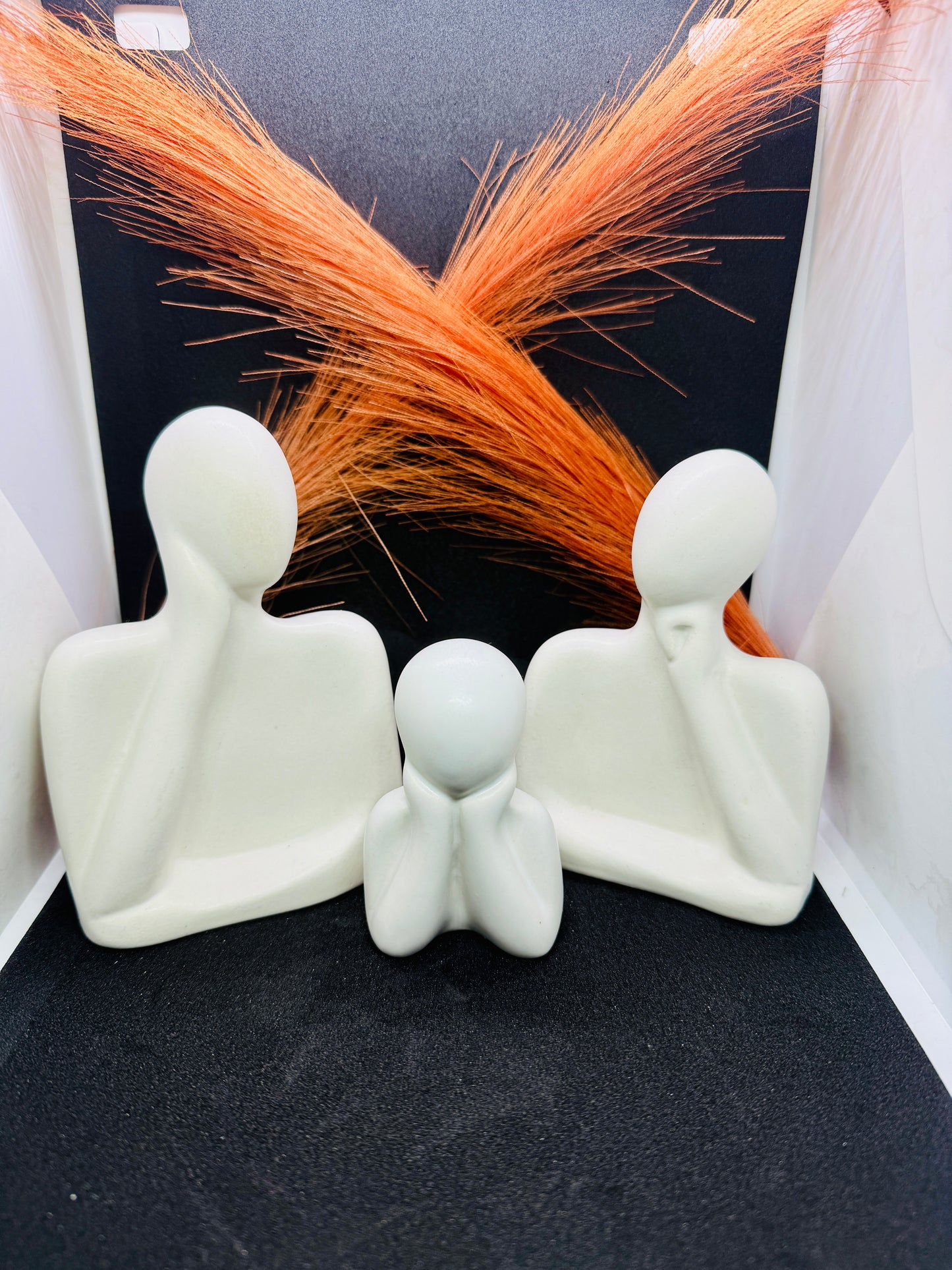 Manifested Decor Modern Abstract Family Sculpture Set, White Ceramic Figurines, Contemporary Home Decor, Set of 3 | Ideal for Gifts, Birthdays, Weddings, Anniversary | Office Decor