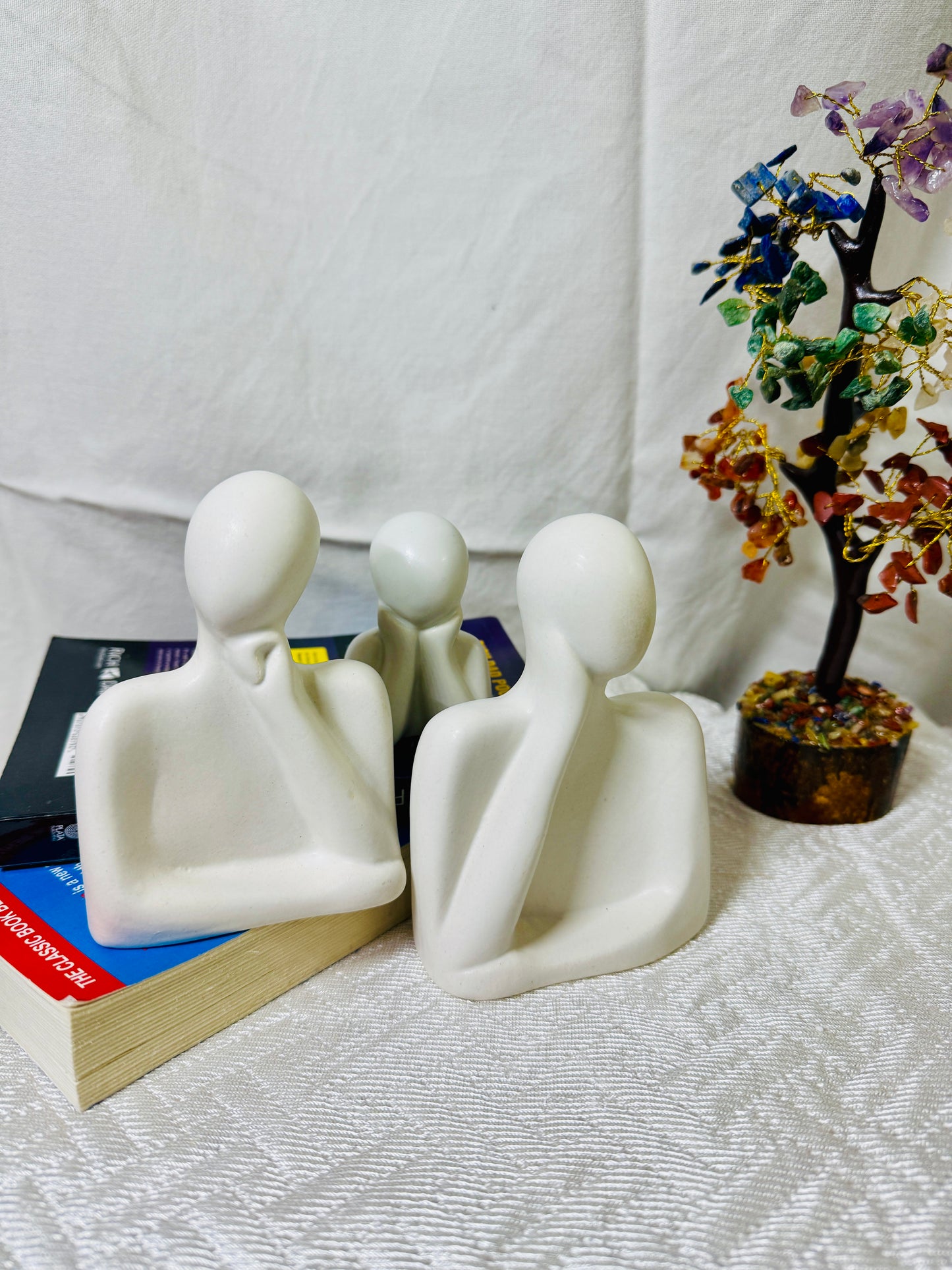 Manifested Decor Modern Abstract Family Sculpture Set, White Ceramic Figurines, Contemporary Home Decor, Set of 3 | Ideal for Gifts, Birthdays, Weddings, Anniversary | Office Decor