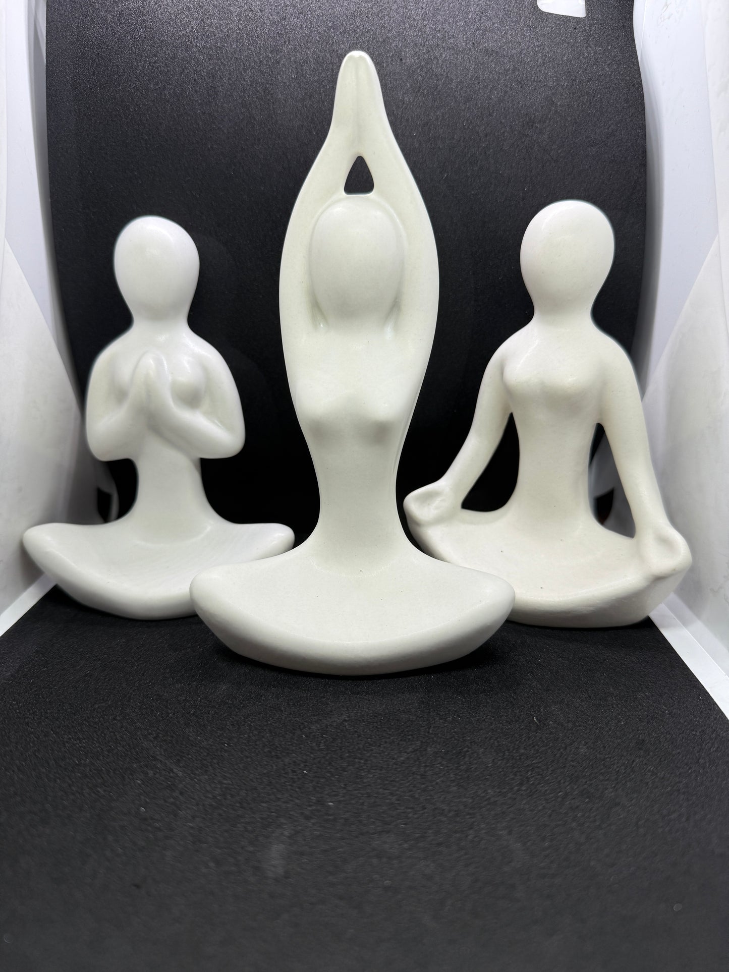Manifested Decor Yoga Figurine Set – Minimalist Resin Meditation Statues | Modern Zen Decor for Home, Office, Shelf & Gift | Serenity & Mindfulness Sculpture (3-Piece Set)