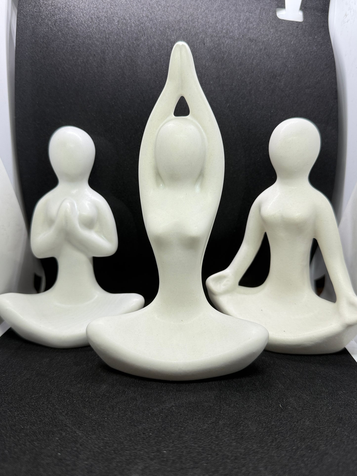 Manifested Decor Yoga Figurine Set – Minimalist Resin Meditation Statues | Modern Zen Decor for Home, Office, Shelf & Gift | Serenity & Mindfulness Sculpture (3-Piece Set)