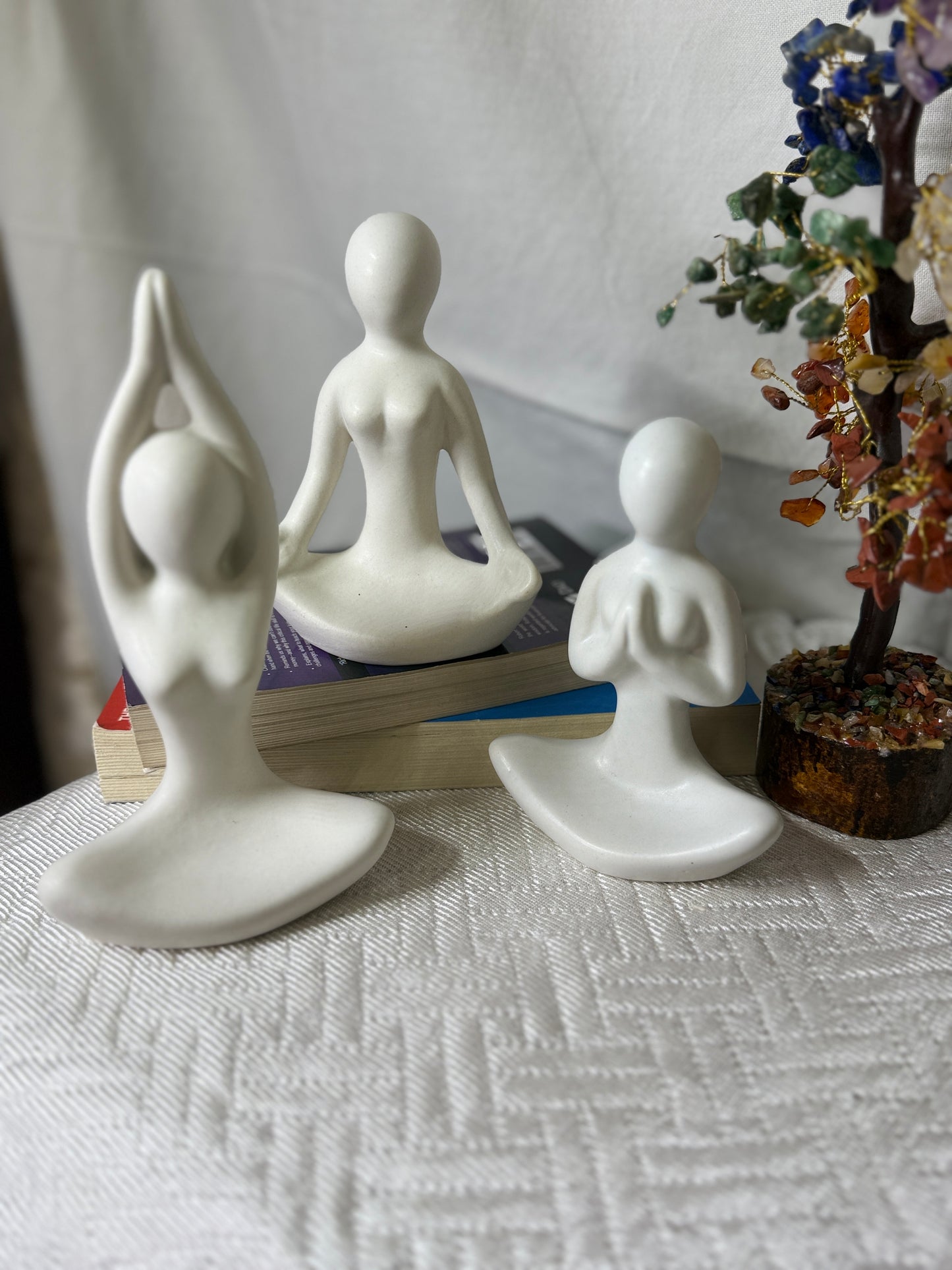 Manifested Decor Yoga Figurine Set – Minimalist Resin Meditation Statues | Modern Zen Decor for Home, Office, Shelf & Gift | Serenity & Mindfulness Sculpture (3-Piece Set)