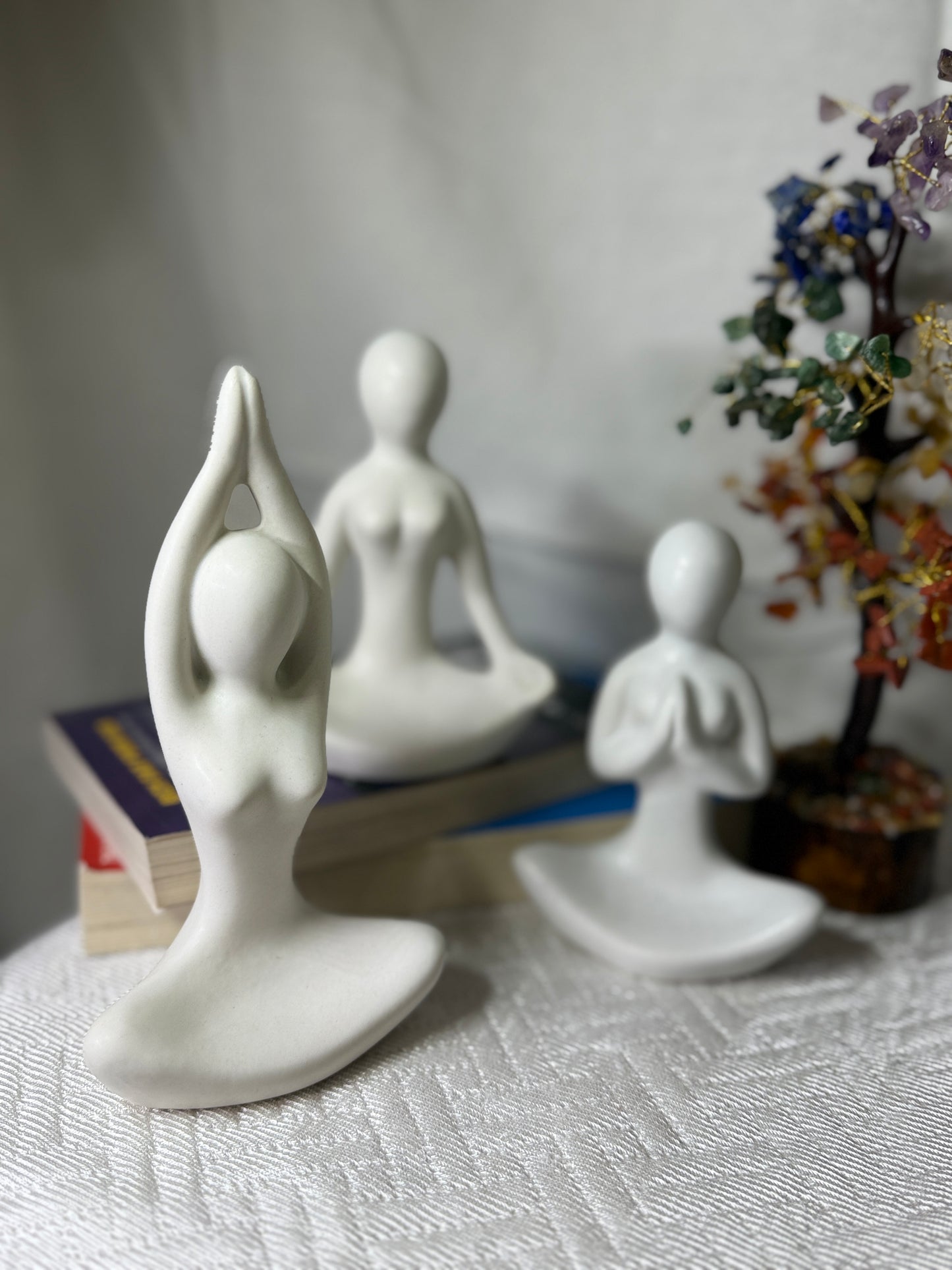 Manifested Decor Yoga Figurine Set – Minimalist Resin Meditation Statues | Modern Zen Decor for Home, Office, Shelf & Gift | Serenity & Mindfulness Sculpture (3-Piece Set)