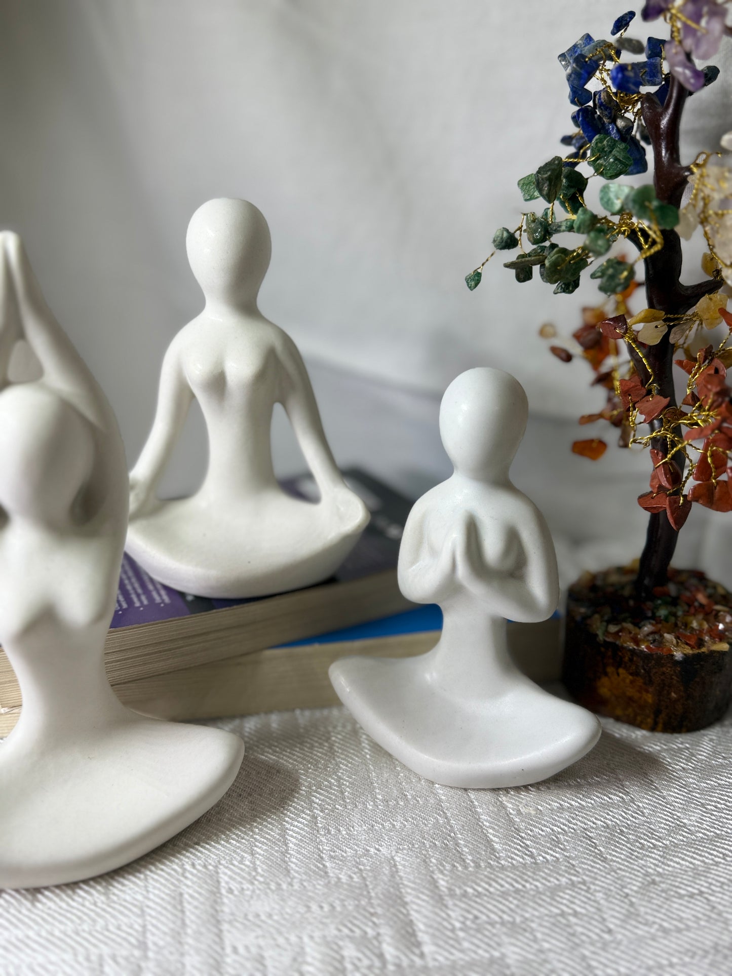 Manifested Decor Yoga Figurine Set – Minimalist Resin Meditation Statues | Modern Zen Decor for Home, Office, Shelf & Gift | Serenity & Mindfulness Sculpture (3-Piece Set)