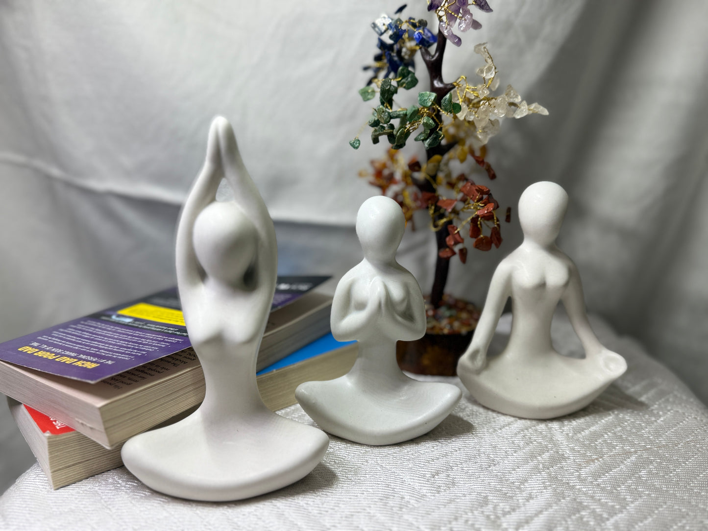 Manifested Decor Yoga Figurine Set – Minimalist Resin Meditation Statues | Modern Zen Decor for Home, Office, Shelf & Gift | Serenity & Mindfulness Sculpture (3-Piece Set)