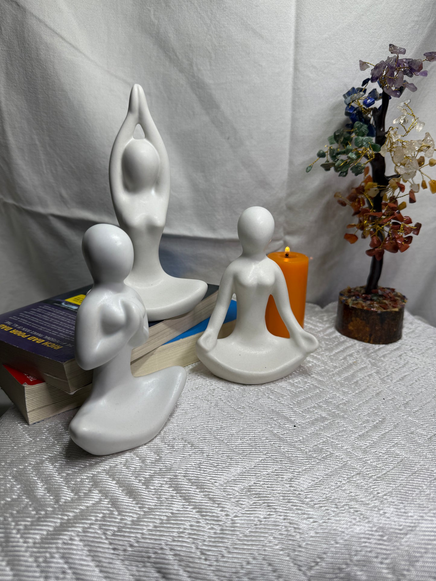 Manifested Decor Yoga Figurine Set – Minimalist Resin Meditation Statues | Modern Zen Decor for Home, Office, Shelf & Gift | Serenity & Mindfulness Sculpture (3-Piece Set)
