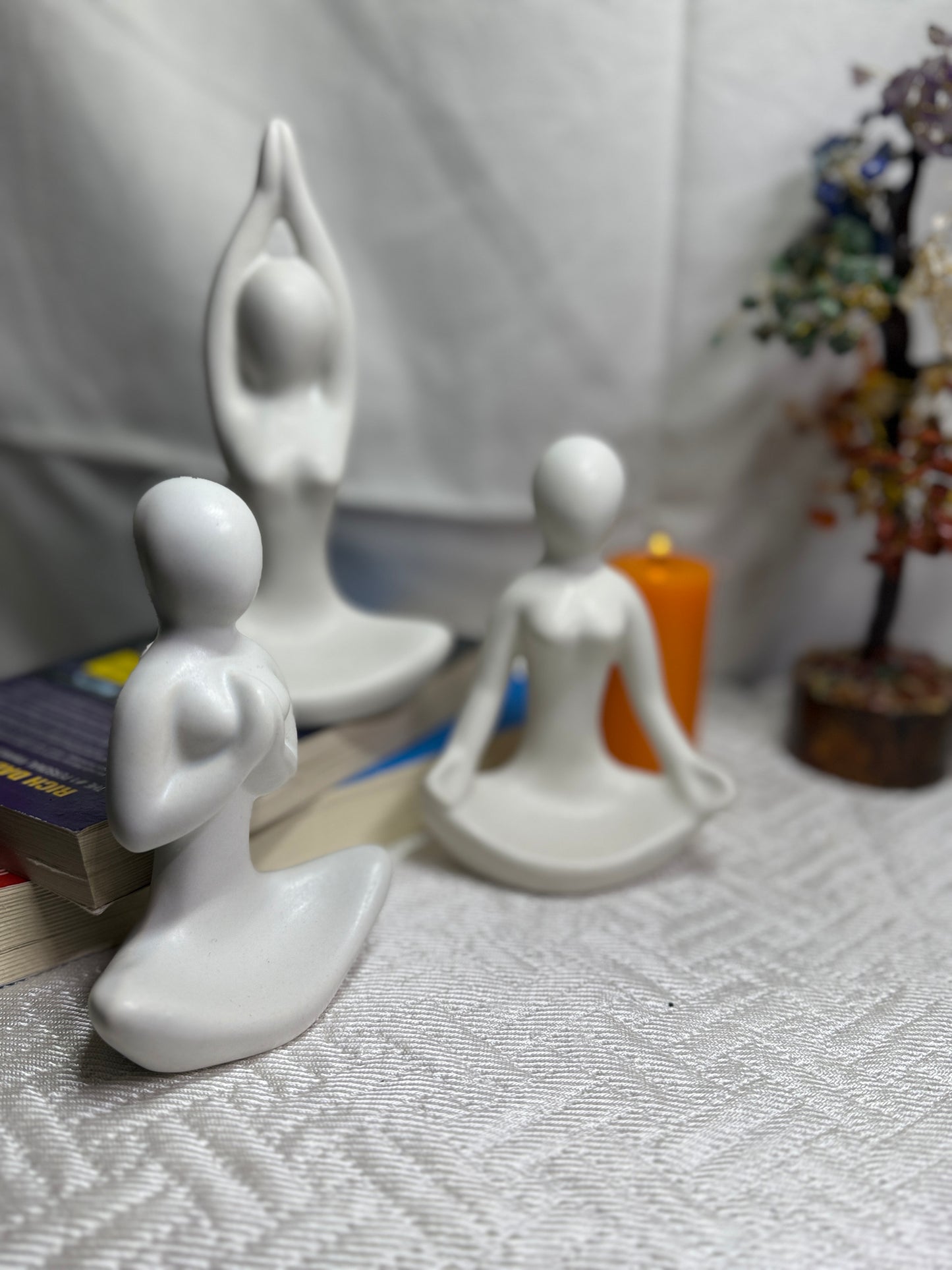 Manifested Decor Yoga Figurine Set – Minimalist Resin Meditation Statues | Modern Zen Decor for Home, Office, Shelf & Gift | Serenity & Mindfulness Sculpture (3-Piece Set)