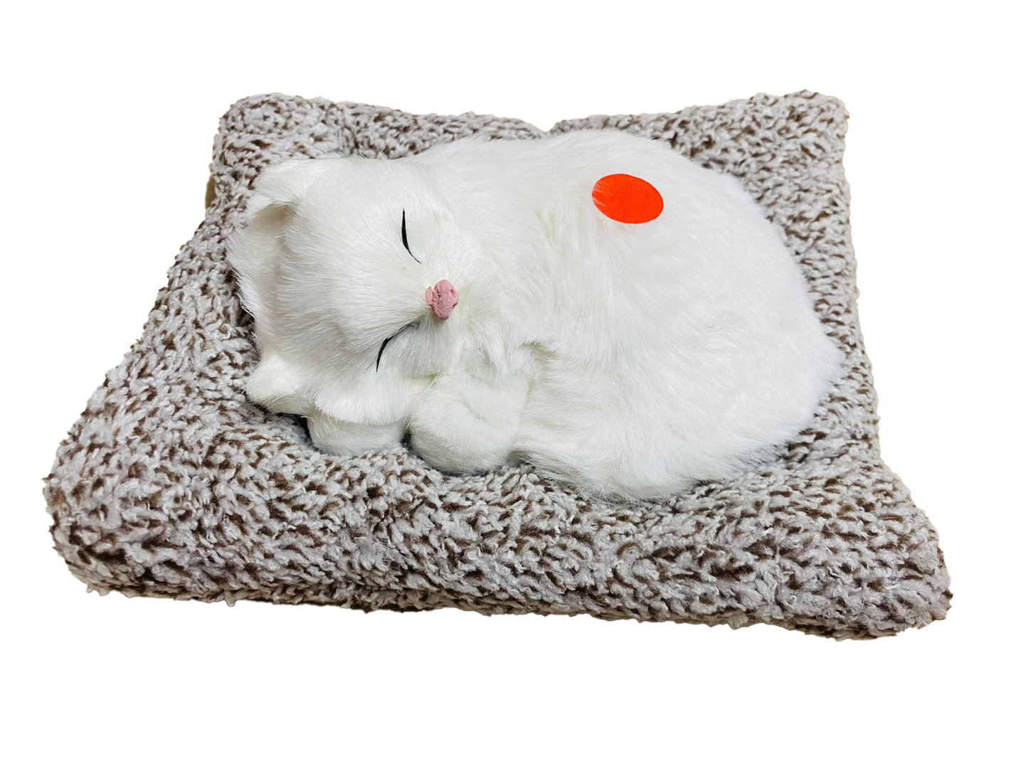Manifested Decor Sleeping Cat Plush Toy with Press Simulation Sound, Stuffed Cat Animal Fur Soft Toys with Sound for Kids and Car Dashboard