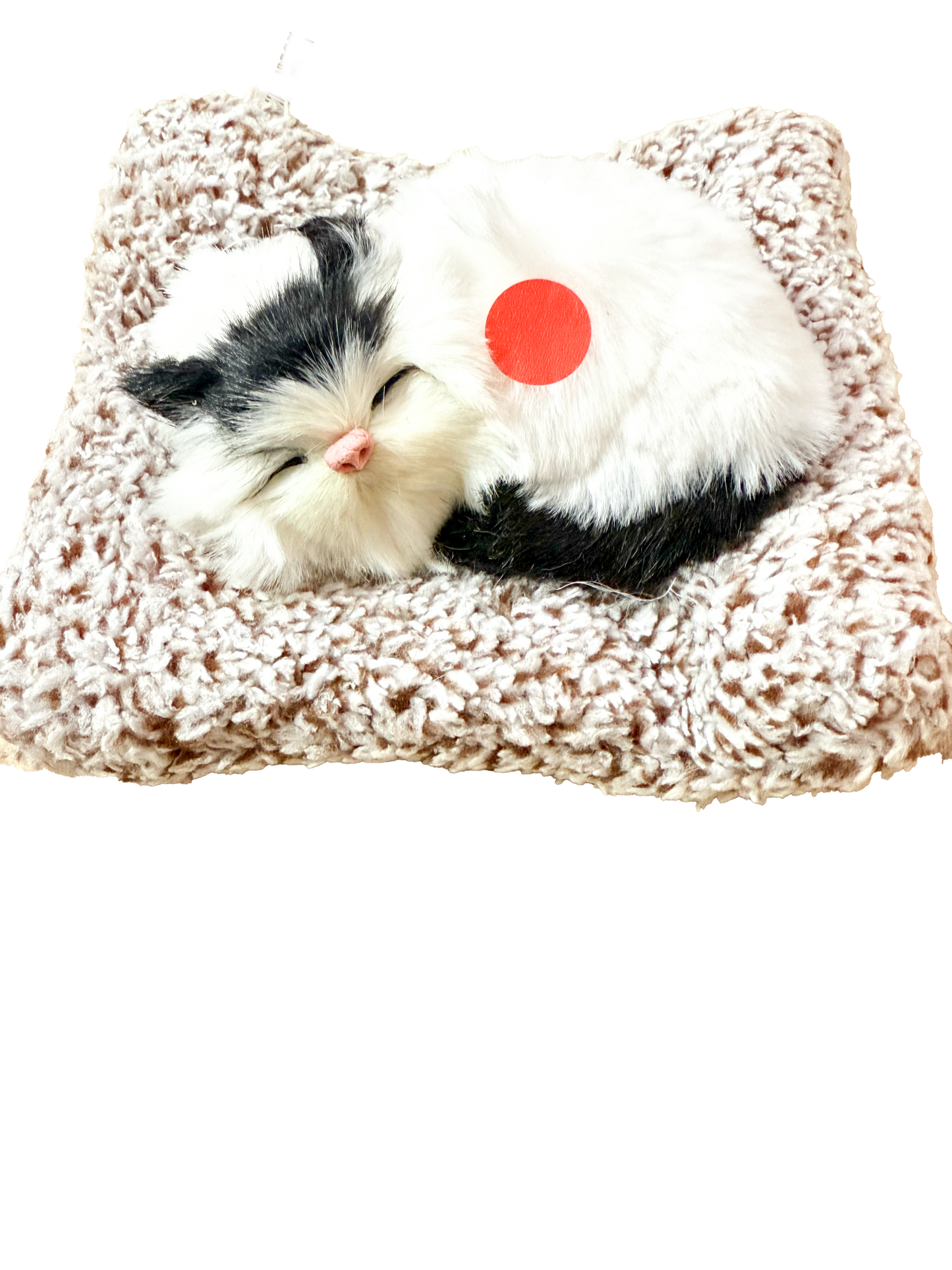Manifested Decor Sleeping Cat Plush Toy with Press Simulation Sound, Stuffed Cat Animal Fur Soft Toys with Sound for Kids and Car Dashboard