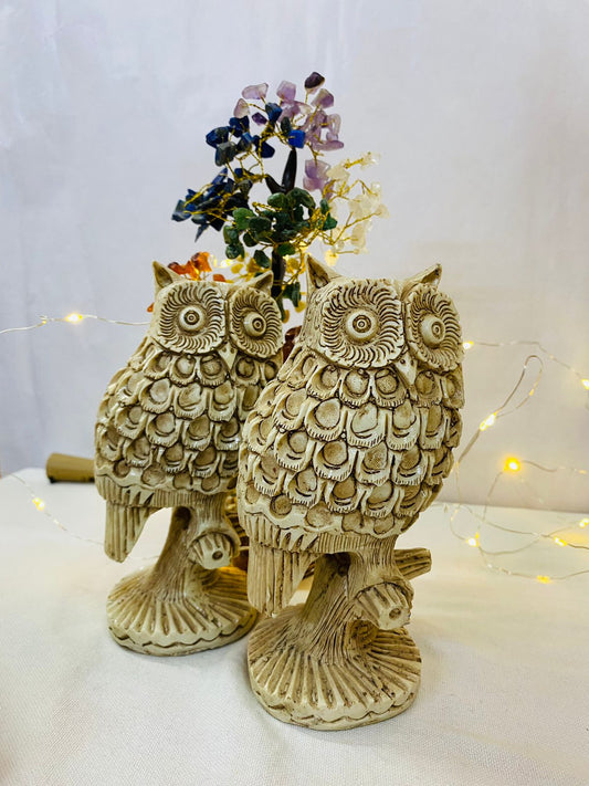 Manifested Decor Owl Statue for Good Luck - Showpiece - Big Size - Vastu and Feng Shui - Owl for Home & Office - Ideal for Gifting - Home Decor (2 Piece Combo Set)