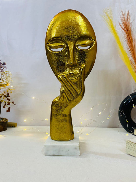 Manifested Decor - Gold Colour Woman Lady Face Decorative Showpiece Statue - Sculptures for Home Decor, Living Room, Bedroom, Office, Cafe Decoration (Set of 2)