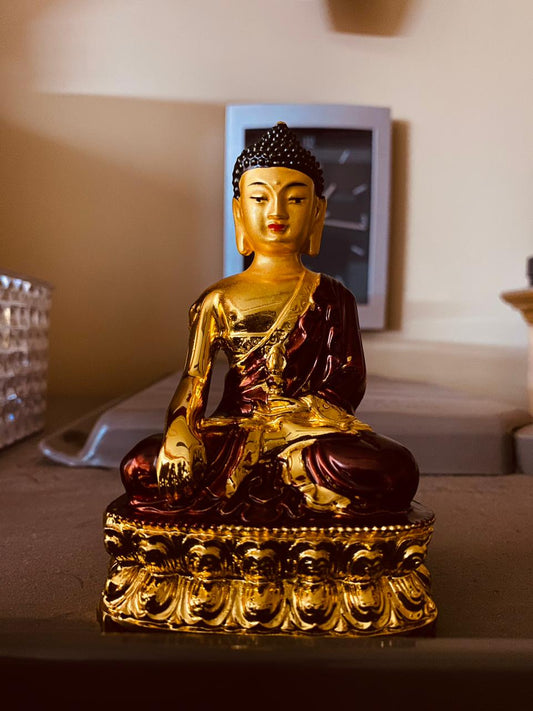 Manifested Decor Sitting Buddha Statue Resin Gautam Buddha Showpiece Idol Home Decor Items for Living Room, Gifts for HomeDecor