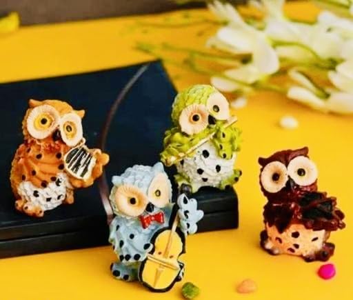Decorative Owl Figurines with Musical Instruments – view 2