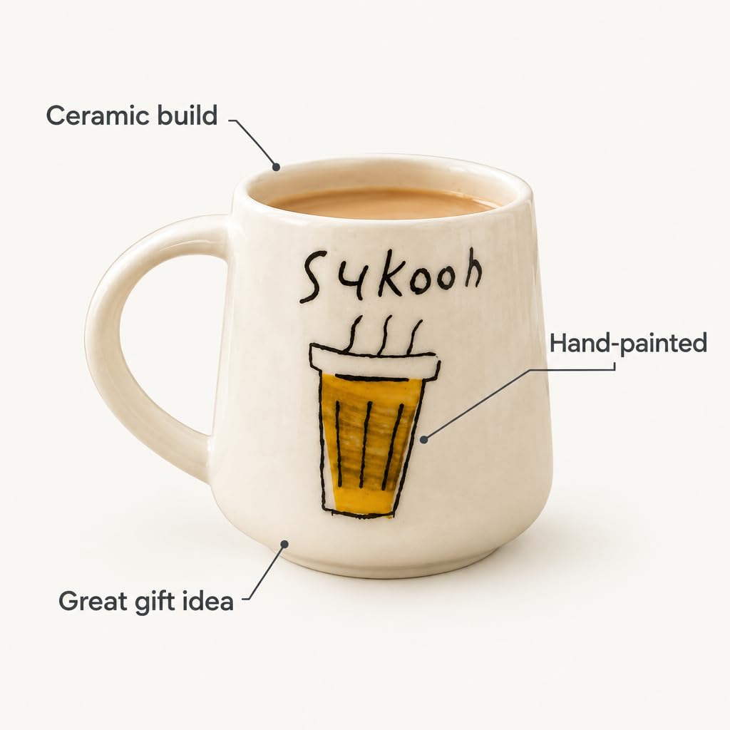 Chai Ceramic Mug with Hand-Painted Hindi Art – view 5