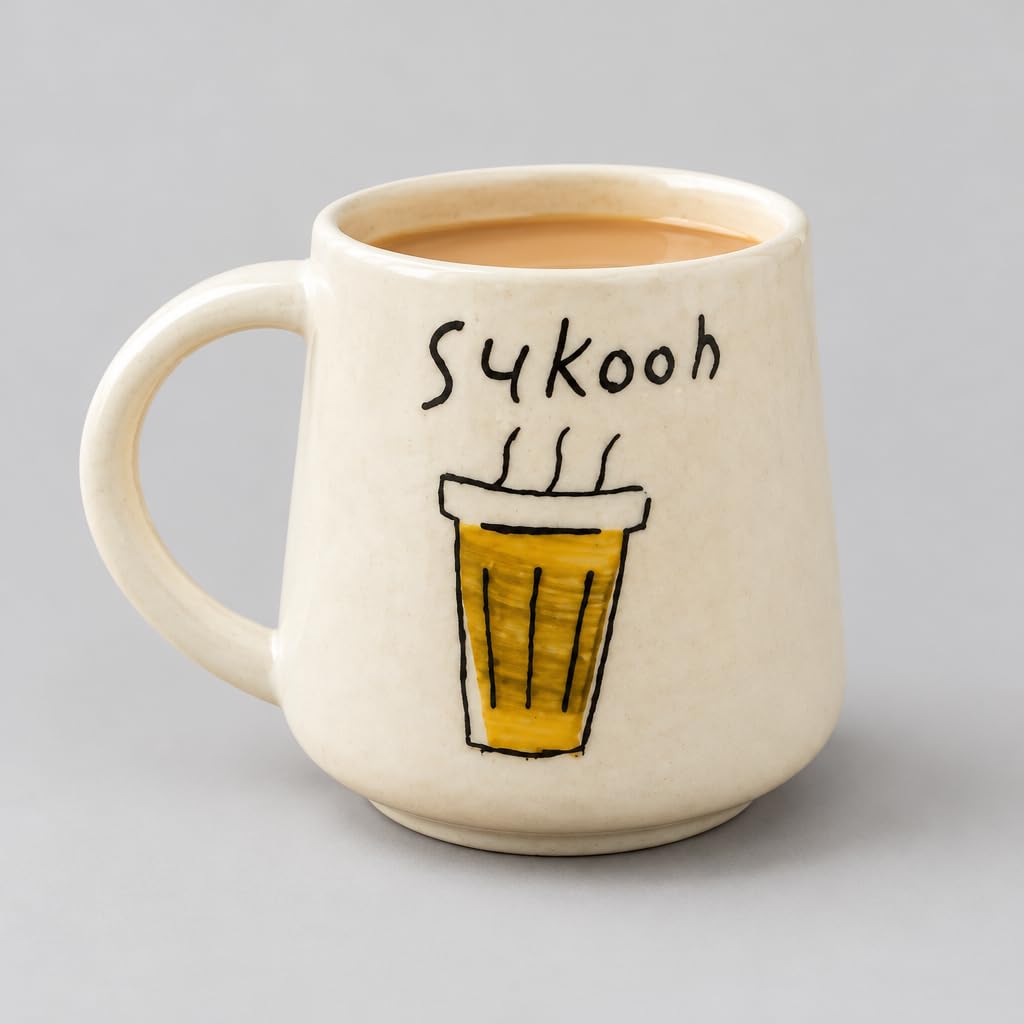 Chai Ceramic Mug with Hand-Painted Hindi Art – view 3