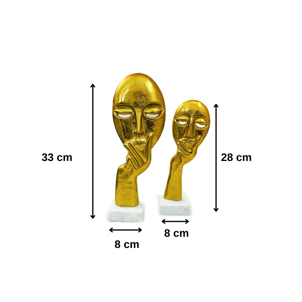 Manifested Decor - Gold Colour Woman Lady Face Decorative Showpiece Statue - Sculptures for Home Decor, Living Room, Bedroom, Office, Cafe Decoration (Set of 2)