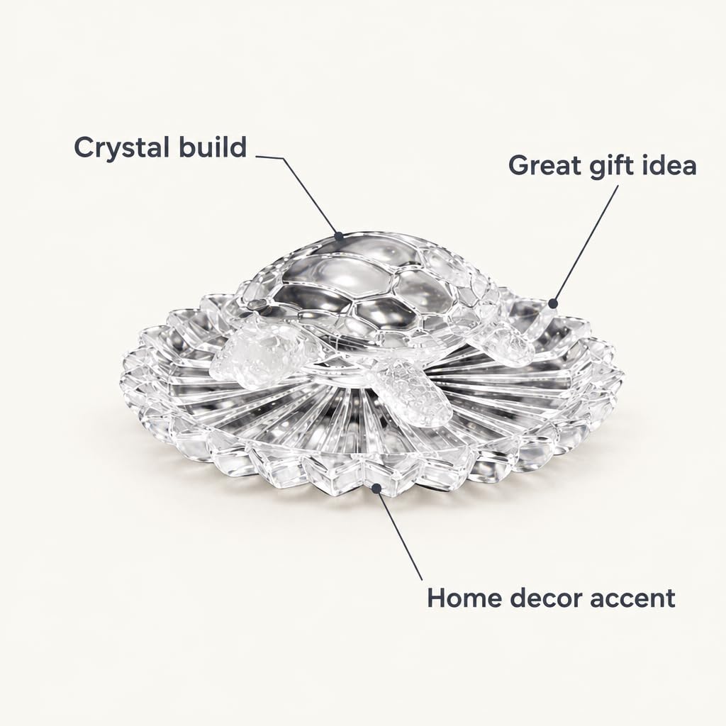 Crystal Glass Turtle Figurine on Lotus Base – view 5
