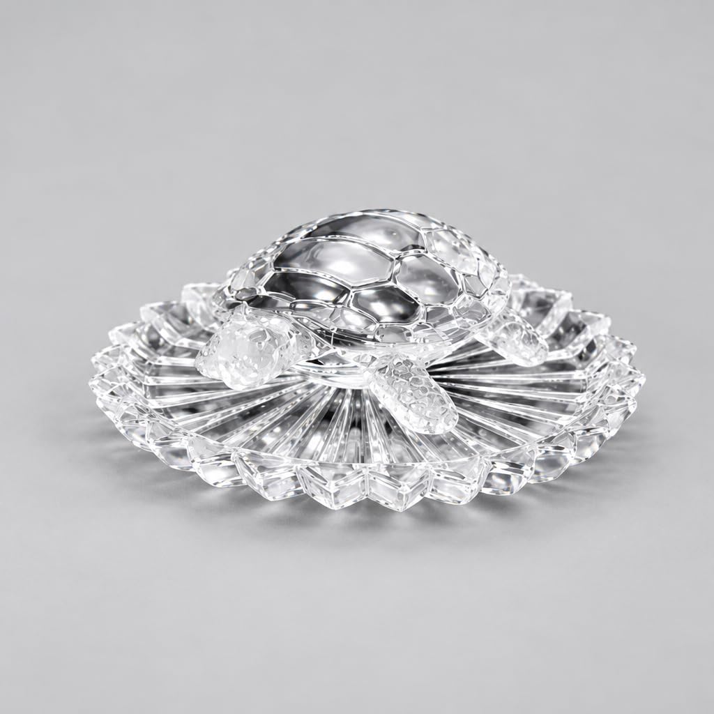 Crystal Glass Turtle Figurine on Lotus Base – view 4