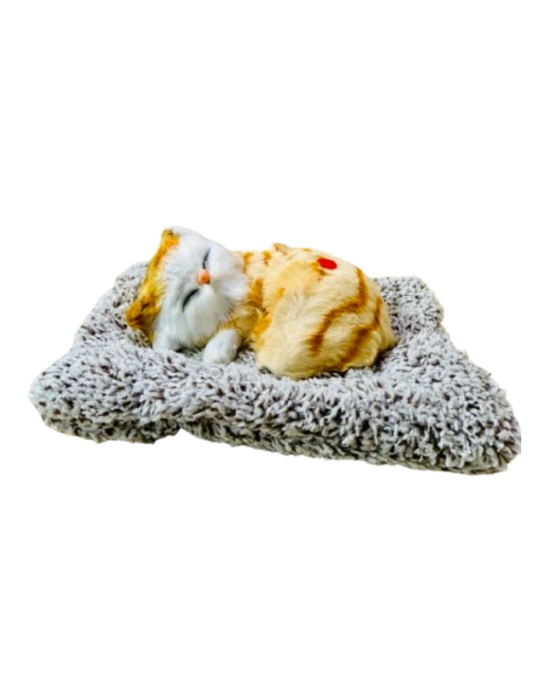 Sleeping Cat Plush Toy with Press Simulation Sound, Stuffed Cat Animal Fur Soft Toys with Sound for Kids Car Dashboard Cat & Office Desk Decoration (Brown Black Strip)