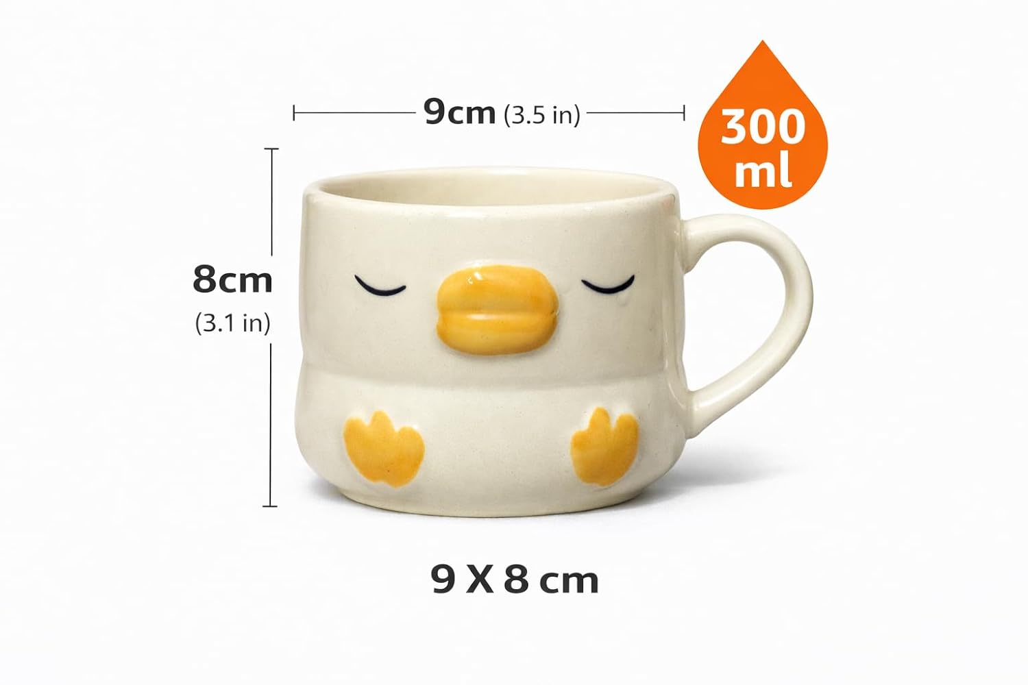 Ceramic Chick Mug, White with Yellow Beak and Feet, Cute Animal Design, Coffee Tea Cup