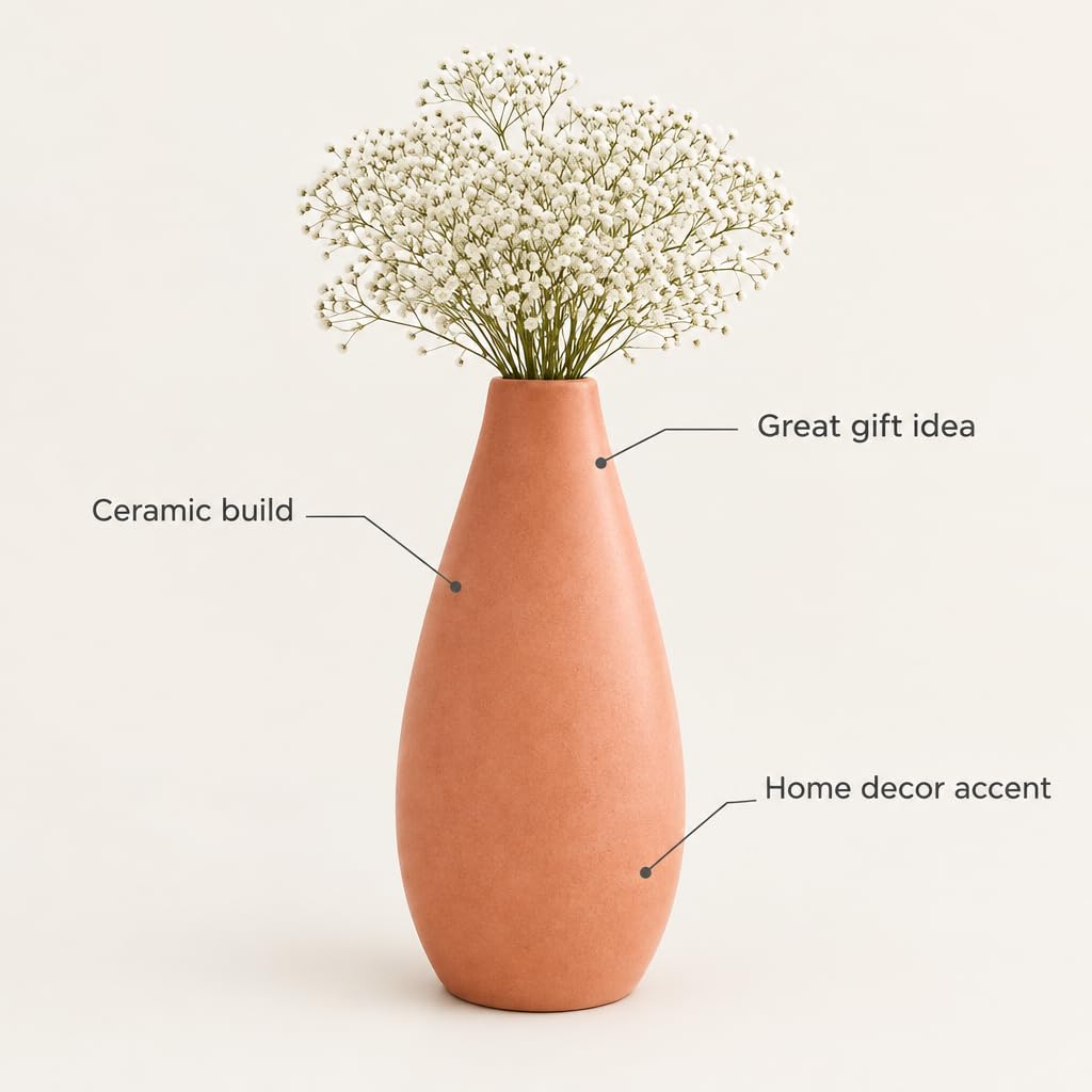 Terracotta Ceramic Vase with Matte Finish – view 5