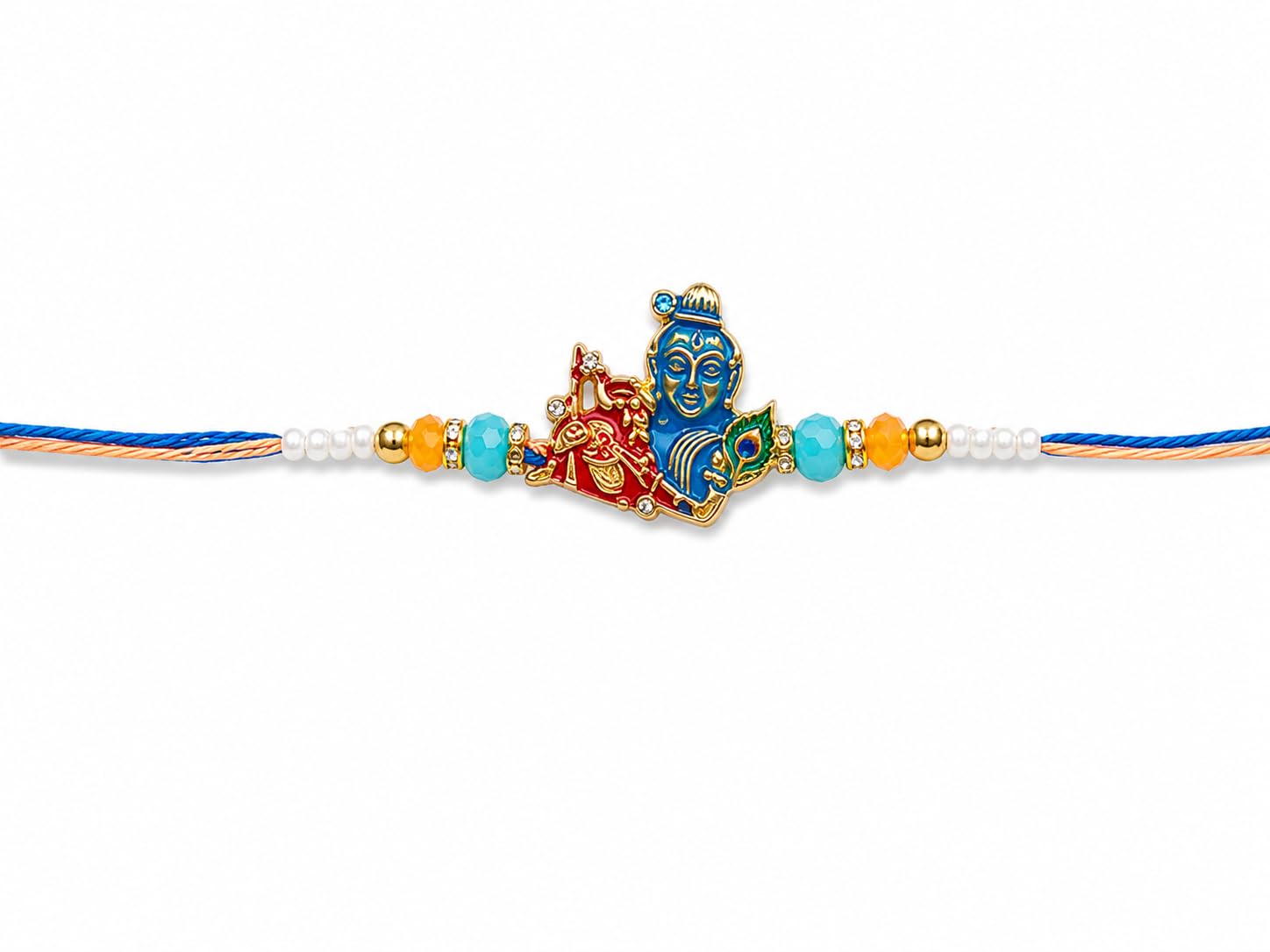 Rakhi with Mohini Tilak, Blue Beaded Thread, Raksha Bandhan Gift Set
