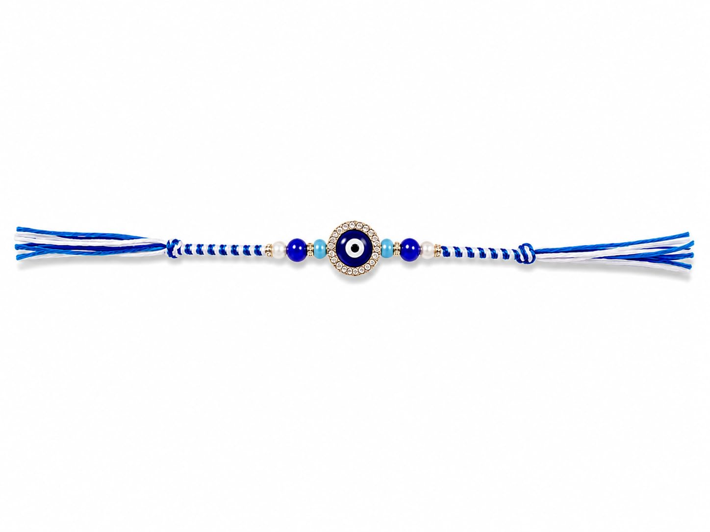 Rakhi with Mohini Tilak, Blue Beaded Thread, Raksha Bandhan Gift Set
