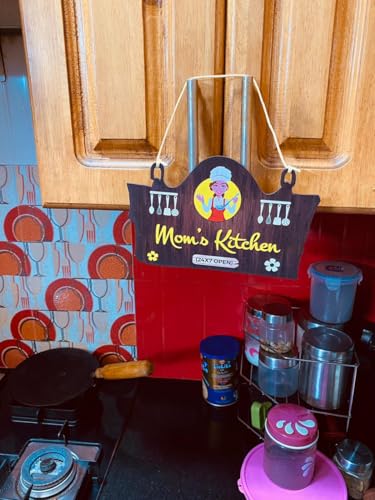 Mom's Kitchen 24x7 | Wooden Wall Hanging Decor | 11.05x7 Inches | Perfect Rustic Decor for Every Kitchen | Wall Hanging for Mothers | Mother`s Day Gifts | Wall Hanging | Wall Hanging for Home Décor