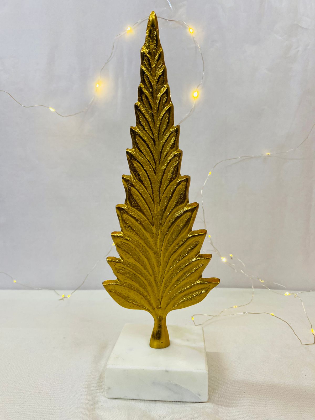 Manifested Decor - Golden Pine Tree Showpiece (Set of 2) - Sculpture for Home Decor, Living Room, Bedroom, Office, Cafe Decoration for All Occasions
