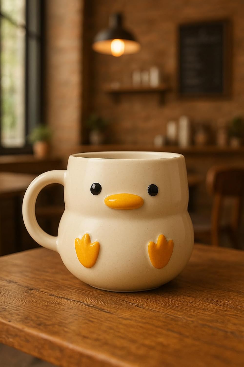 Cute Duck Design Ceramic Coffee Mug, White and Yellow, Large Size