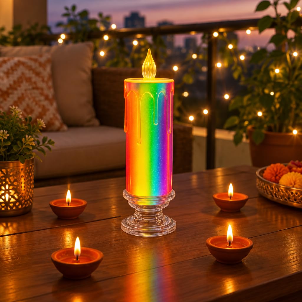 LED Rainbow Colour Changing Flameless Candle – view 5