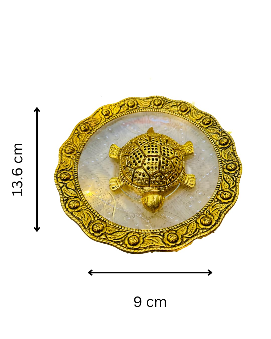 Golden Feng Shui Tortoise on Glass Plate – view 2