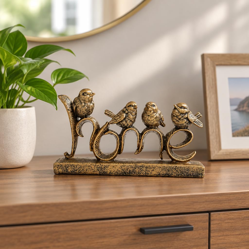 Home Birds Sculpture, Gold Finish – view 3