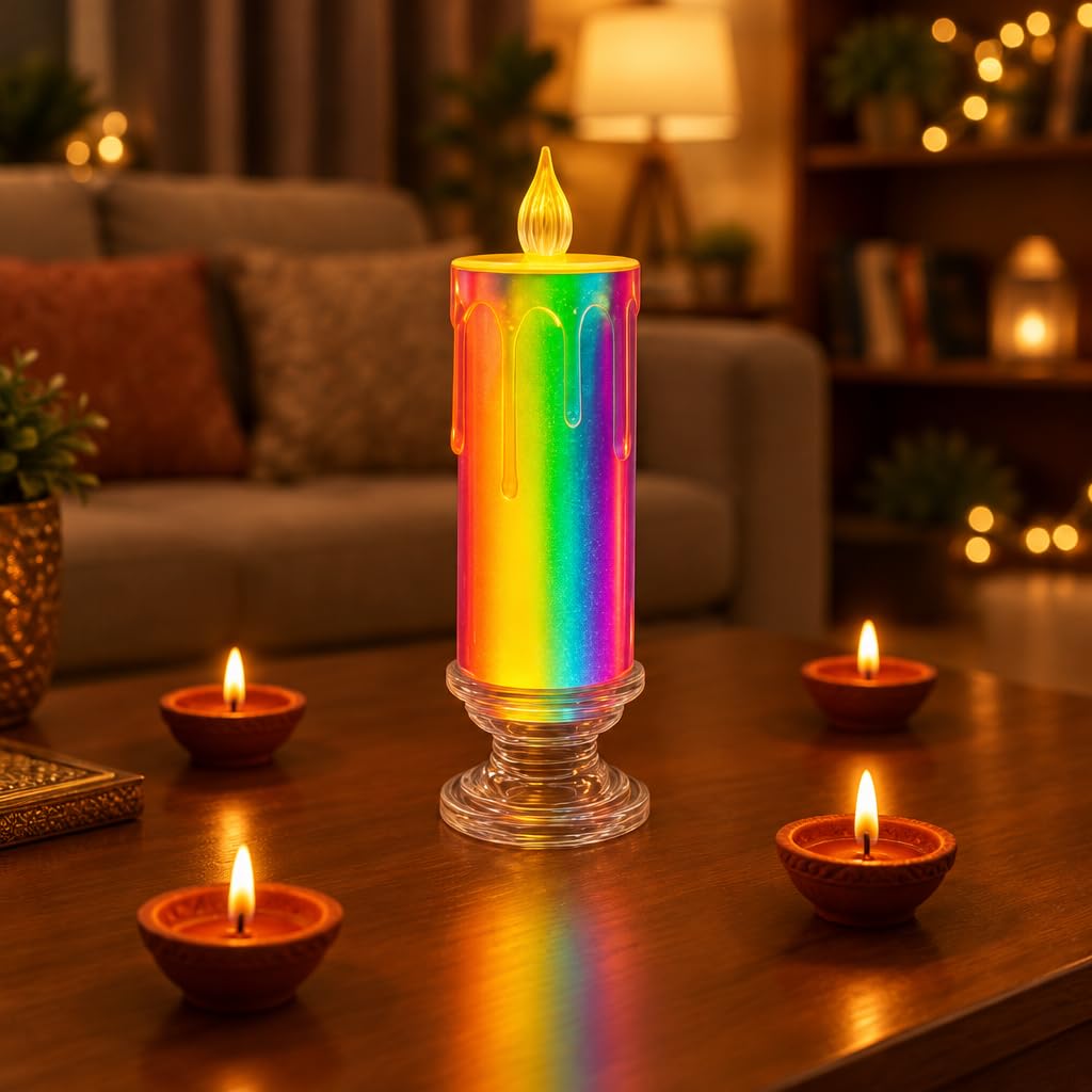 LED Rainbow Colour Changing Flameless Candle – view 3