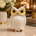 Ceramic Owl Figurine, White Glazed Decorative Showpiece