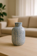Round Decorative Ceramic Vase, Blue and White Marbled Pattern, Modern Home Decor, Office, Centerpiece, Living Room, Wedding Decor
