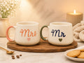 Mr and Mrs Ceramic Coffee Mug Set for Couples, Anniversary Decor