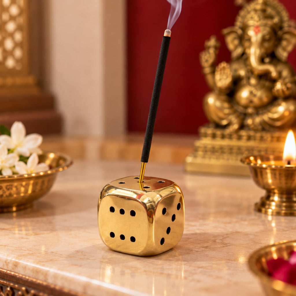 Brass Dice Incense Stick Holder – view 2
