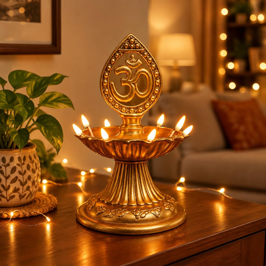 Om Symbol Brass Oil Lamp – view 4