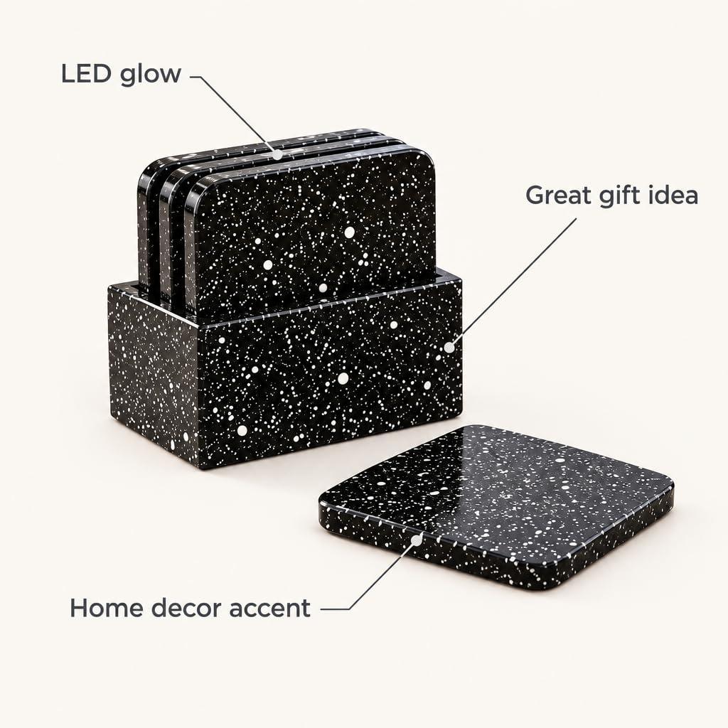 Black Speckled Coaster Set with Holder – view 6