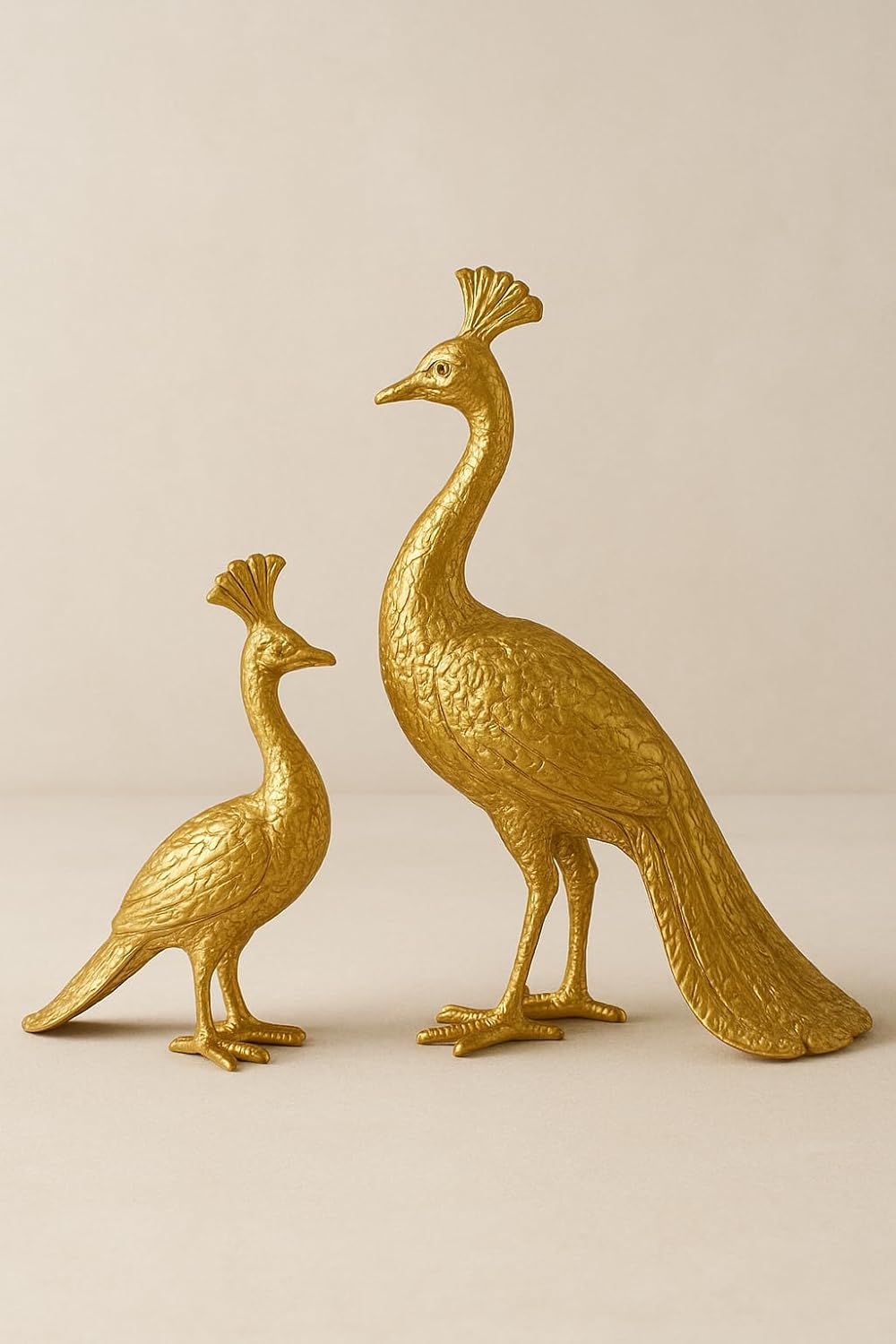 Gold Peacock Figurines Set