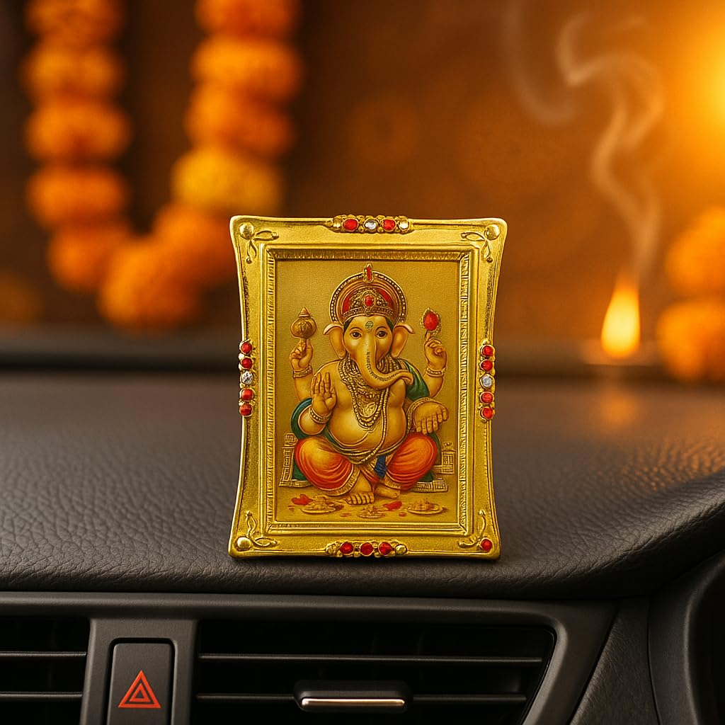 Manifested Decor Ganesha Idol Car Dashboard, Ganesha Idol for Home Decor, Ganesh Ji Murti for Home Decor Puja, Lord Ganesh Statue, Gift for Office Desk, Puja Room Figurine