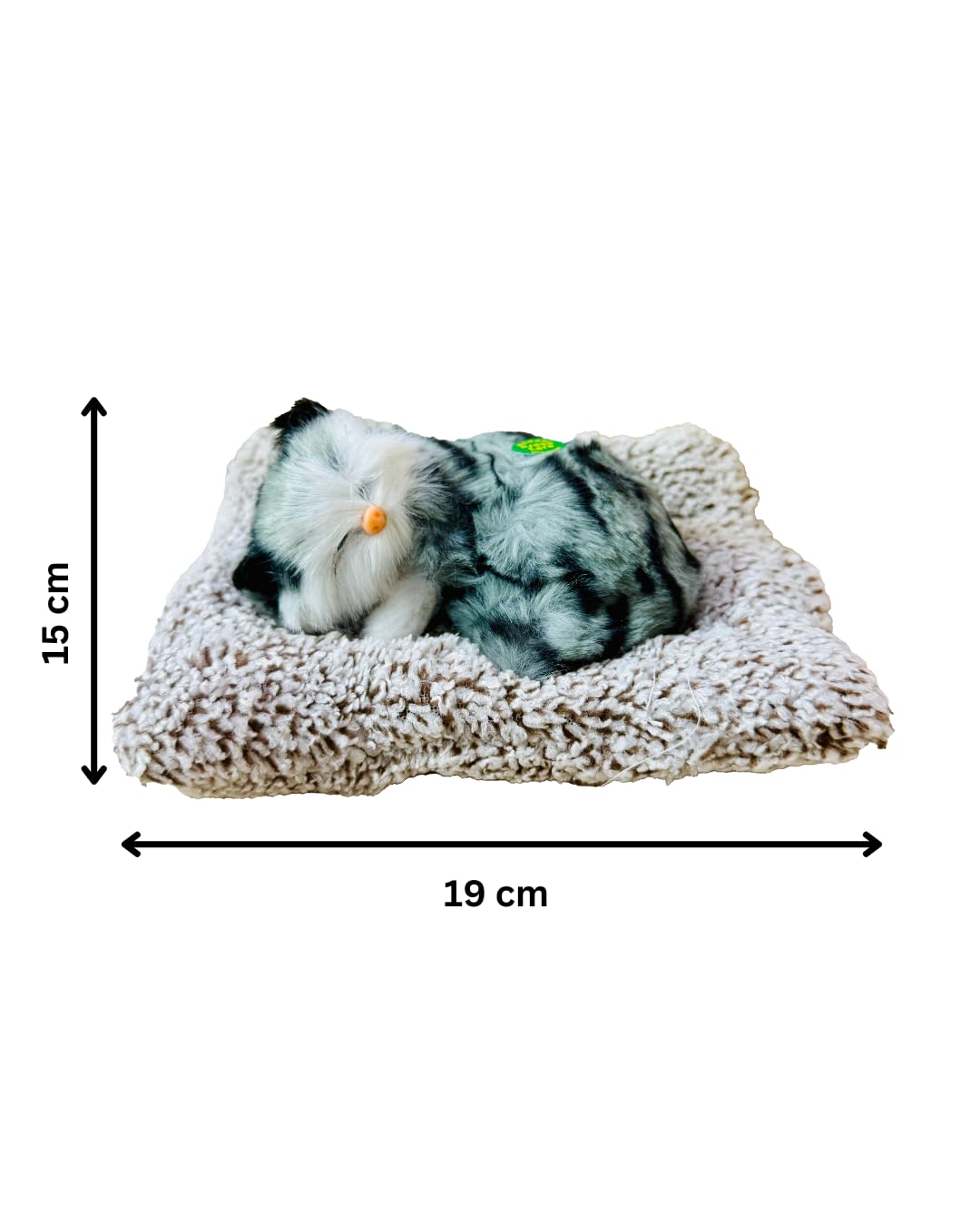 Sleeping Cat Plush Toy with Press Simulation Sound, Stuffed Cat Animal Fur Soft Toys with Sound for Kids Car Dashboard Cat & Office Desk Decoration (Brown Black Strip)