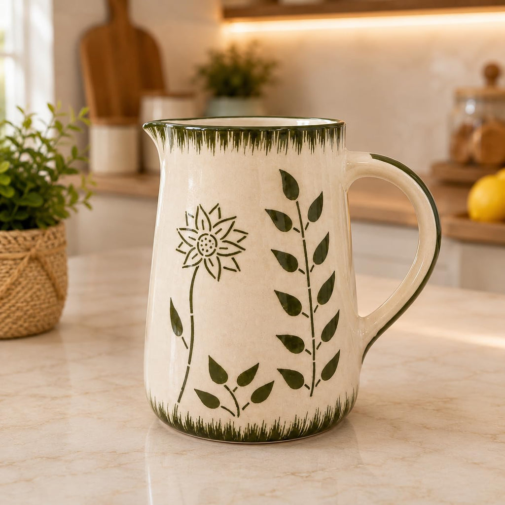 Ceramic Pitcher Jug - Flowers, Strawberry Charming Home Decor Milk jJug (Aesthetic Flower)