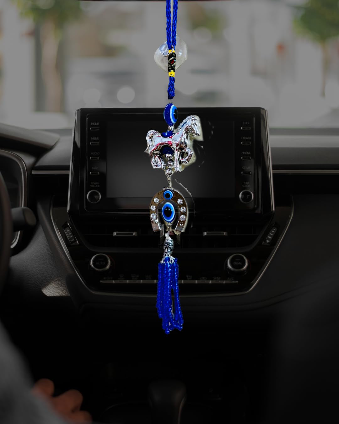 Evil Eye Wall Hanging – Protection Charm | Elephant, Owl & Horse Variants for Home & Office (Evil Eye Horse and Shoe Wall Hanging)