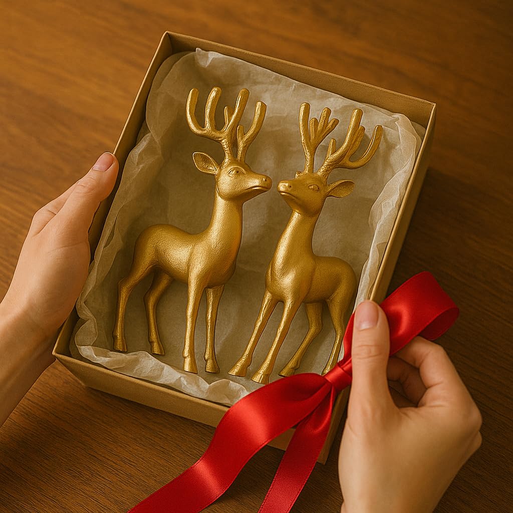 Decorative Gold Reindeer Figurines – view 4