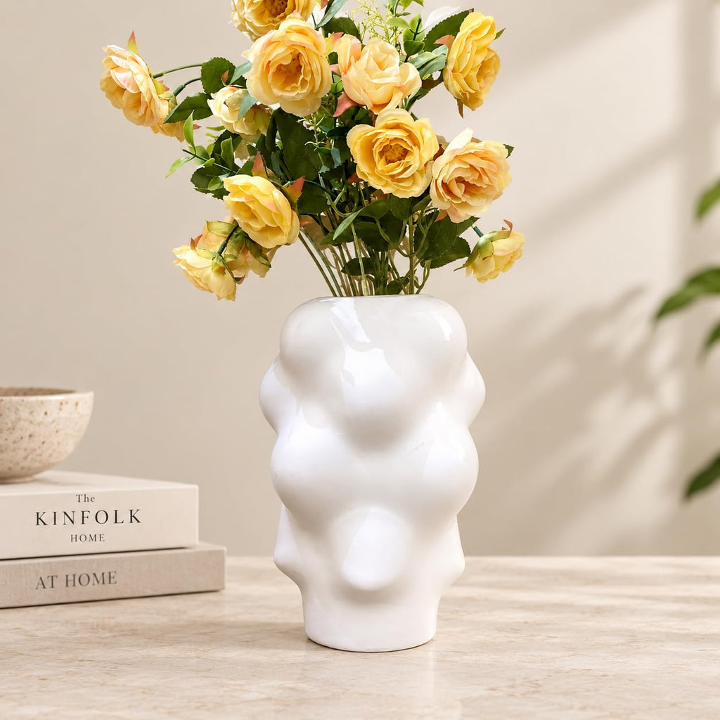 Ceramic Curved Flower vase for Home Decor